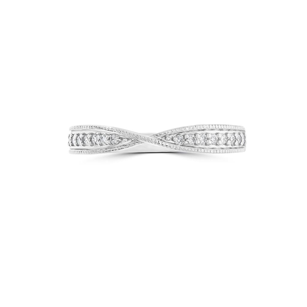 Ribbon-Twist Round Cut Diamond Wedding Ring | WED040