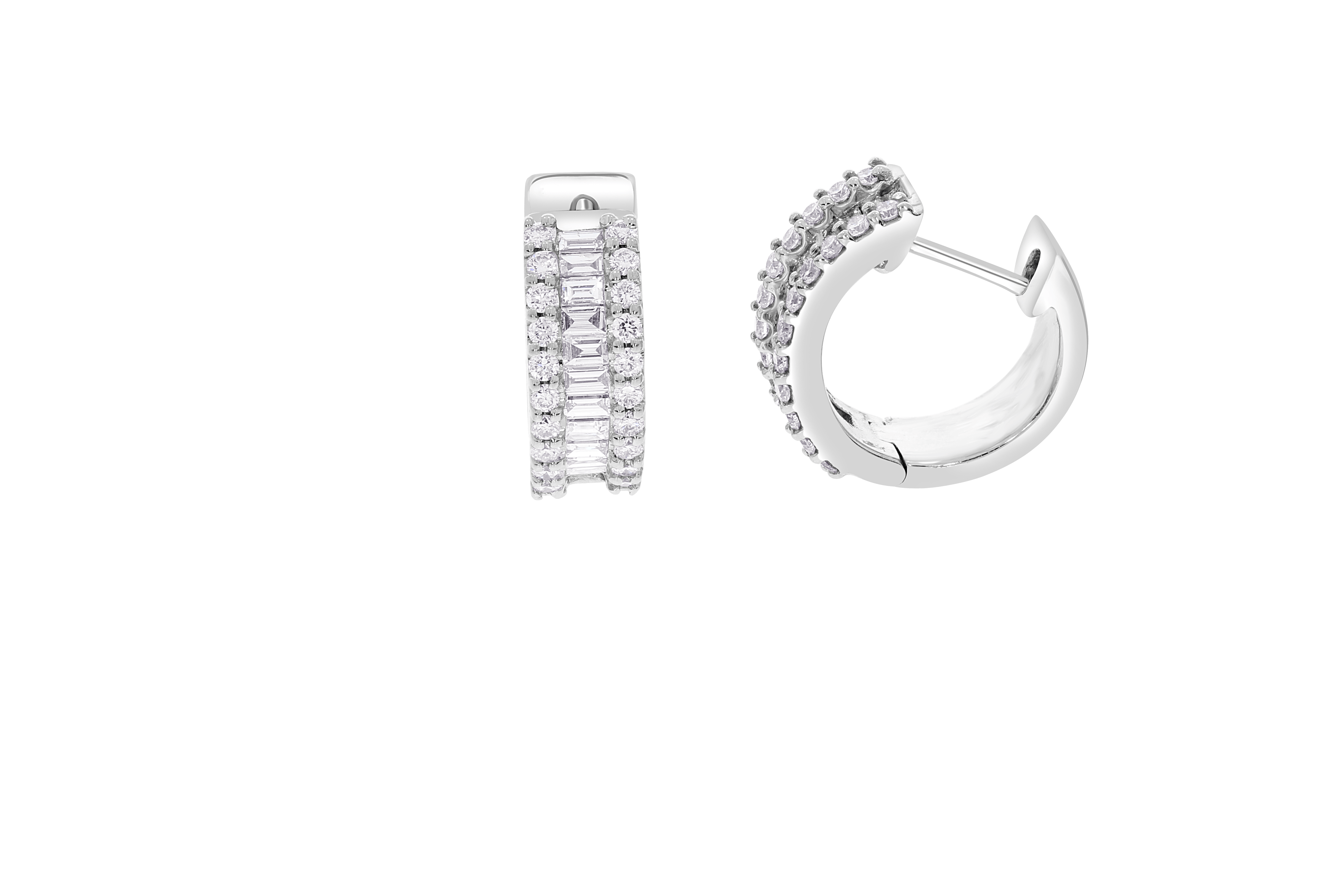 BAGUETTE AND ROUND DIAMOND HOOPS