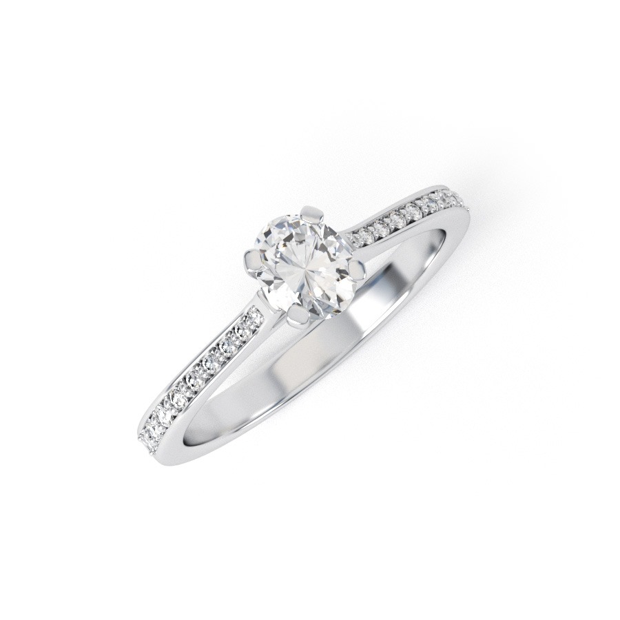 ELLA | Oval Shape Channel Shoulder Set Engagement Ring