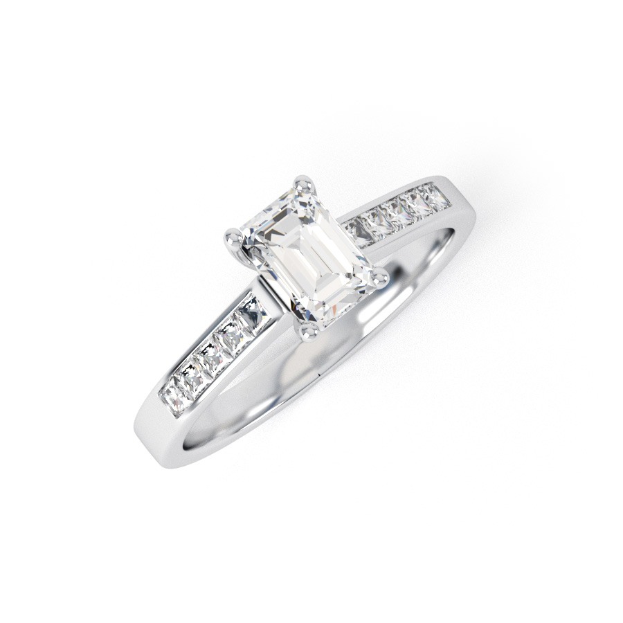 JENNA | Emerald Cut Wide Shoulder Set Diamond Ring