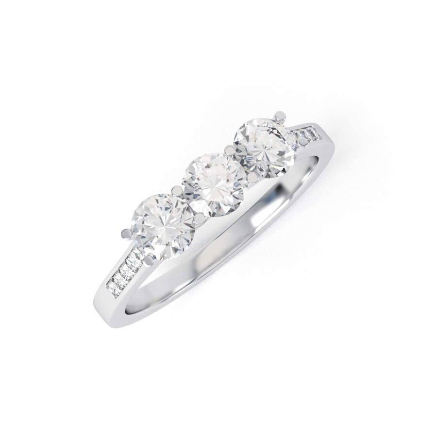 PARIS | Trilogy Straight Shoulder Set Diamond Engagement Ring