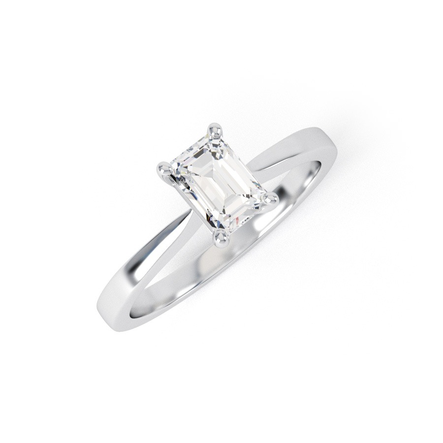 DYLAN | Emerald Cut tapering band Diamond Engagement Ring