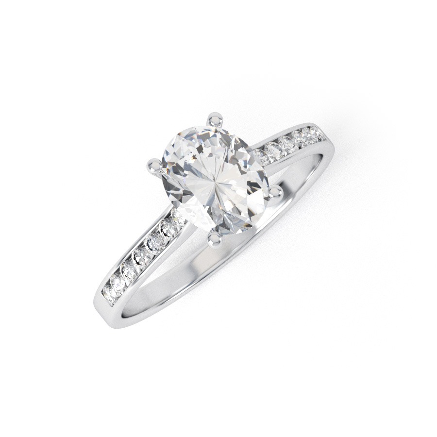 SAMARA | Oval shape Channel shoulder set Engagement Ring