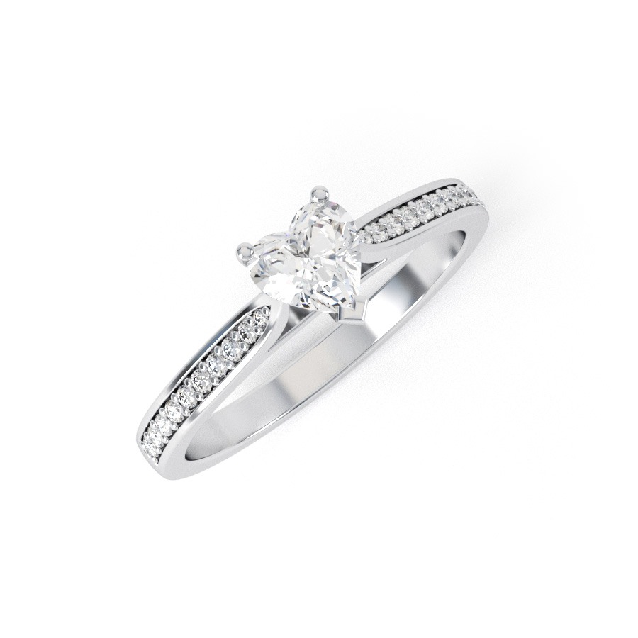 CHLOE | Heart shape tapering channel shoulder set Diamond Ring