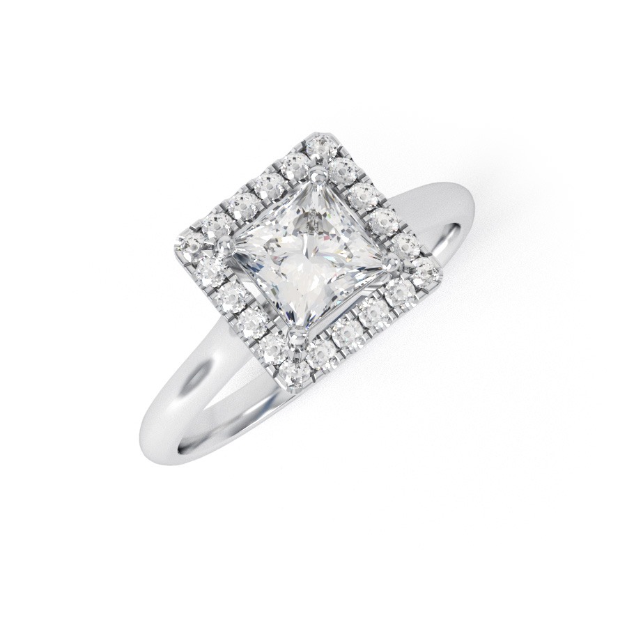 BELLA | Princess cut Halo set Engagement Ring