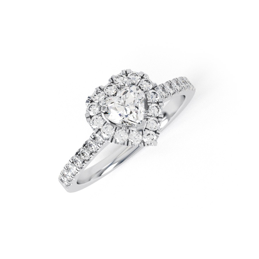 MELODY | Heart shape halo and shoulder set Diamond Engagement Ring