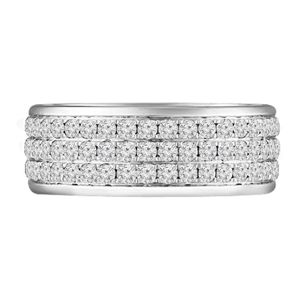 3 Rows Round Brilliant Cut Diamond Ring | WED024